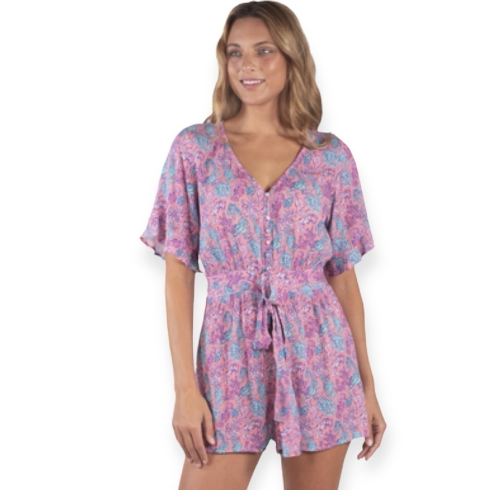 SIMPLY SOUTHERN Seahorse V-Neck Lightweight Romper Size L NEW